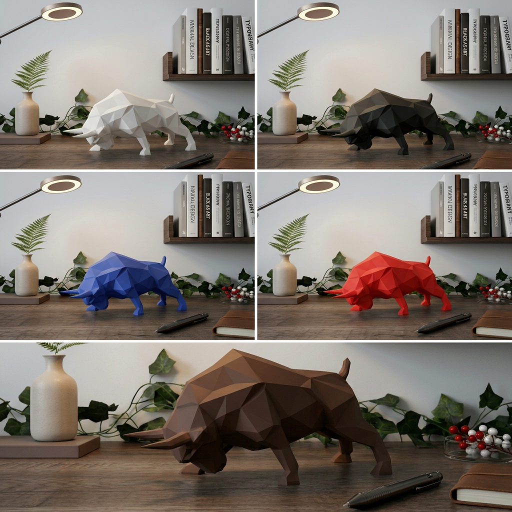 Taureau low poly - Sculpture décorative