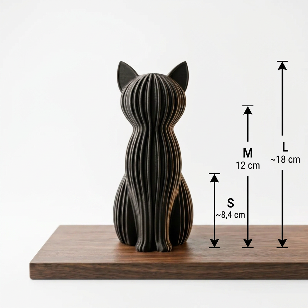 Chat assis cannelé - Sculpture décorative