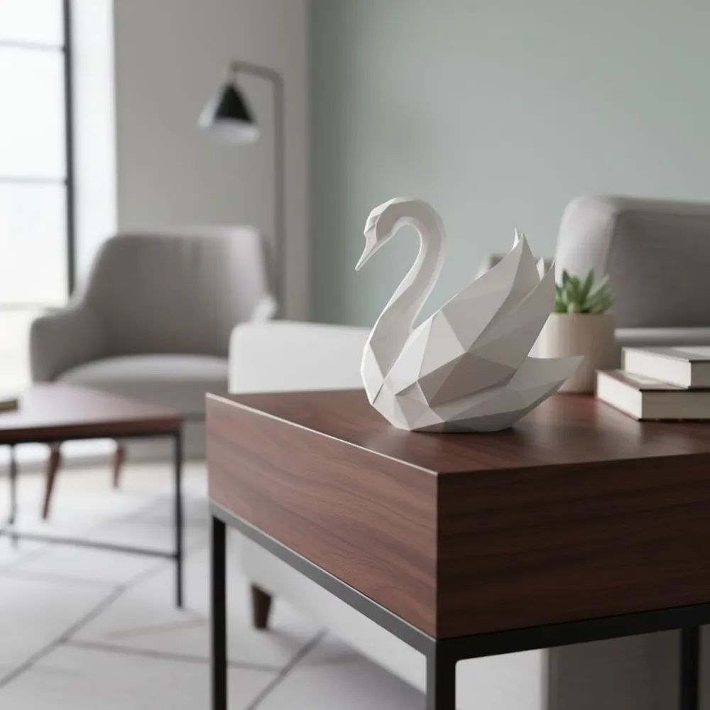Cygne low poly - Sculpture décorative