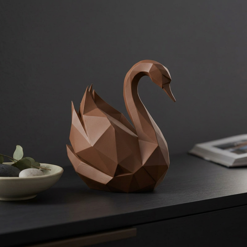 Cygne low poly - Sculpture décorative