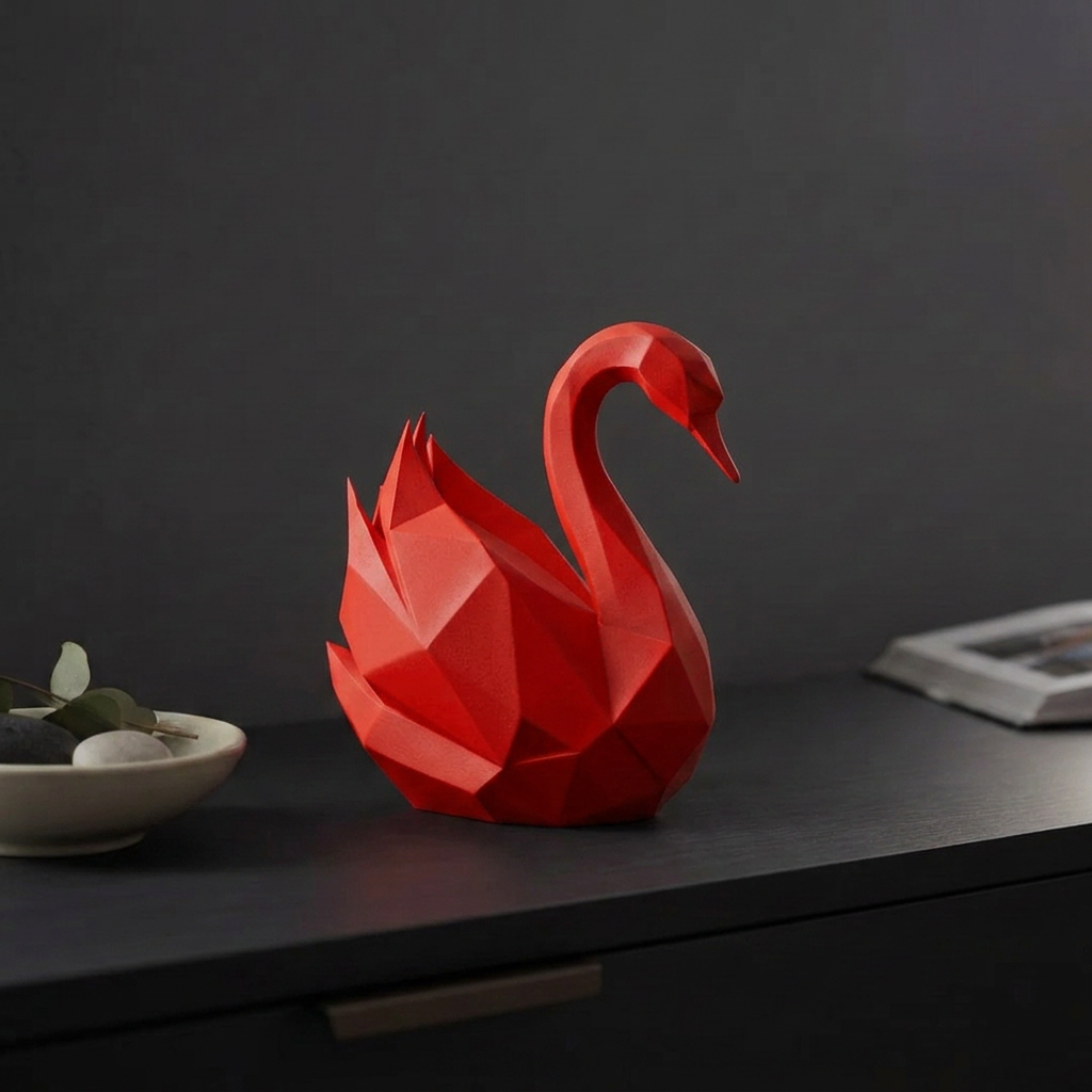 Cygne low poly - Sculpture décorative