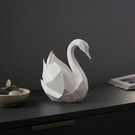 Cygne low poly - Sculpture décorative