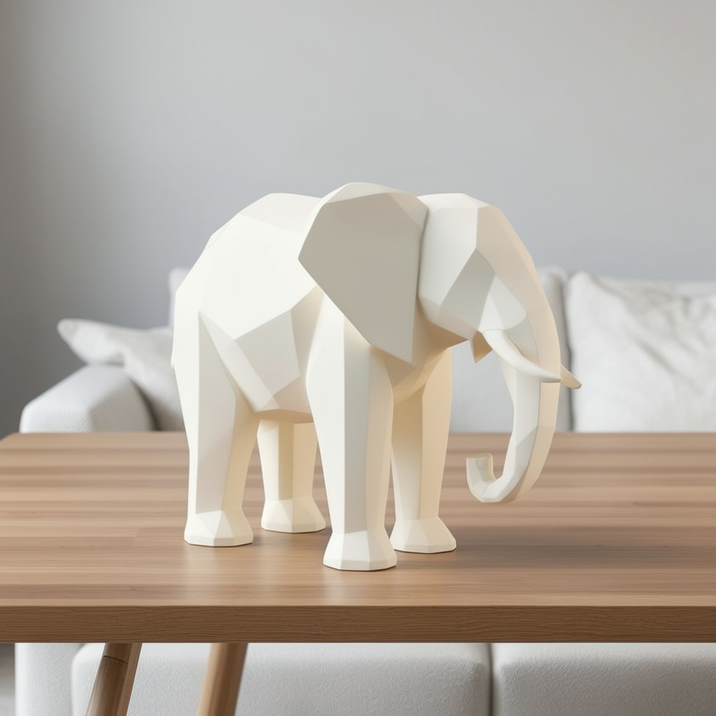Éléphant low poly - Sculpture décorative géométrique