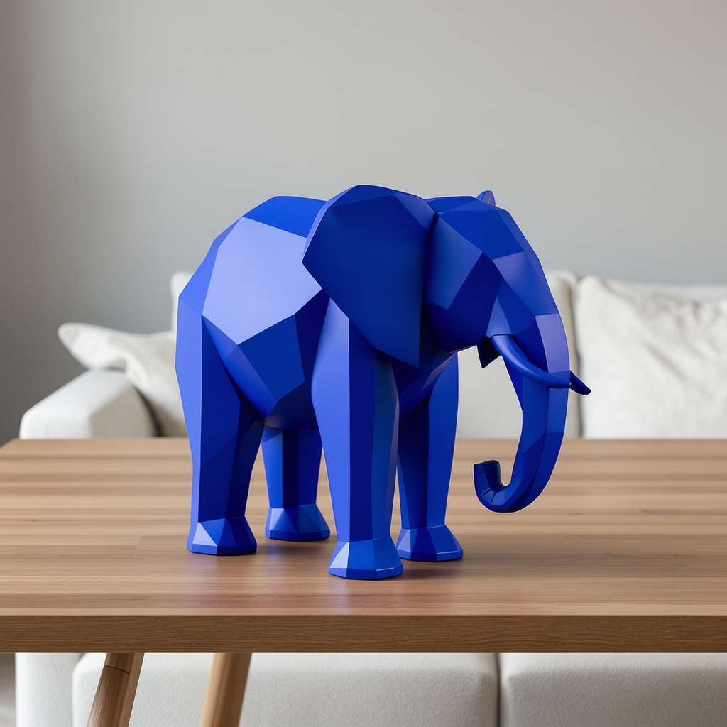 Éléphant low poly - Sculpture décorative géométrique