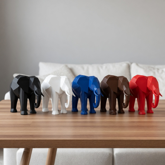 Éléphant low poly - Sculpture décorative géométrique