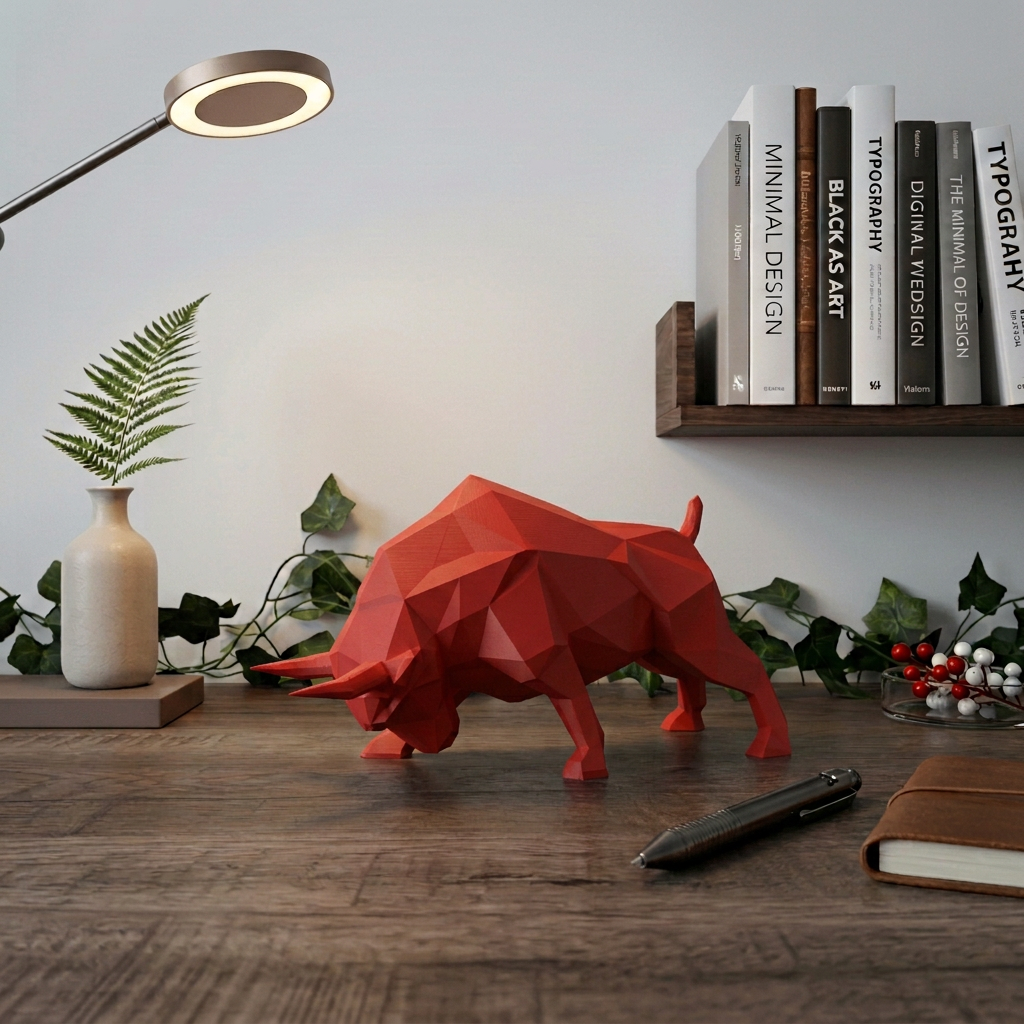 Taureau low poly - Sculpture décorative